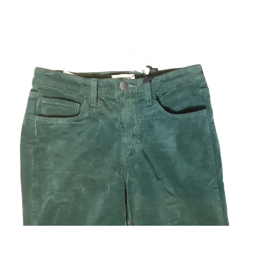 NWT L'AGENCE Margot High Rise Skinny Velvet Green Size 25 - Picture 4 of 10